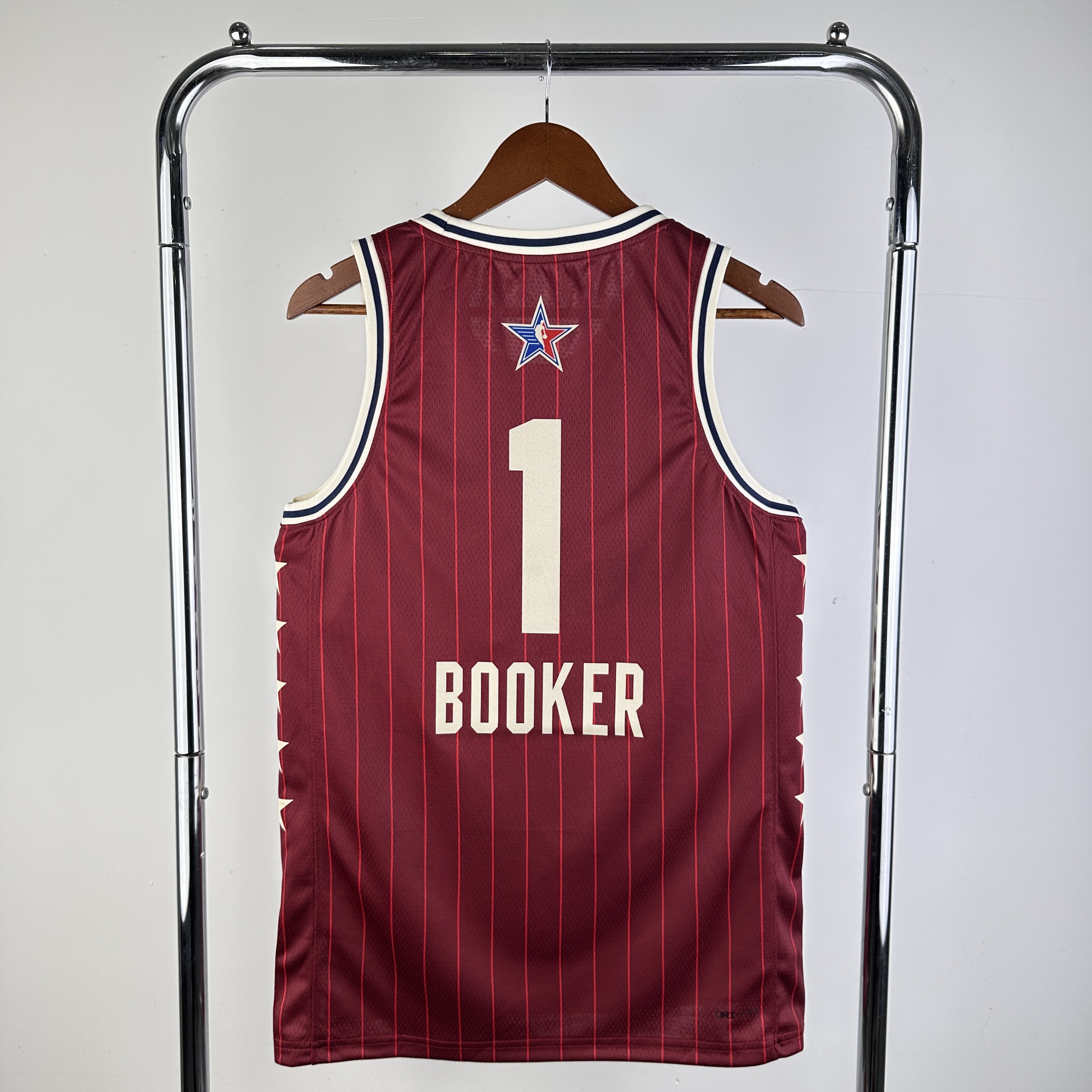 Men Phoenix Suns #1 Booker Red Stripe All Star Jordan style 2024 NBA Jersey->phoenix suns->NBA Jersey